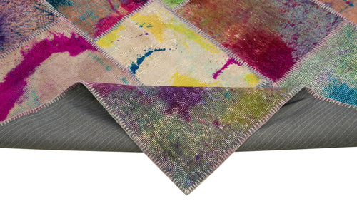 Kırk Yama Gri Patchwork Pamuk Yün El Dokuma Halısı 206x302 Agacan