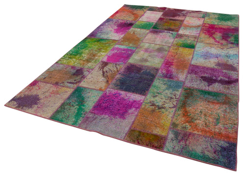 Kırk Yama Gri Patchwork Pamuk Yün El Dokuma Halısı 196x300 Agacan