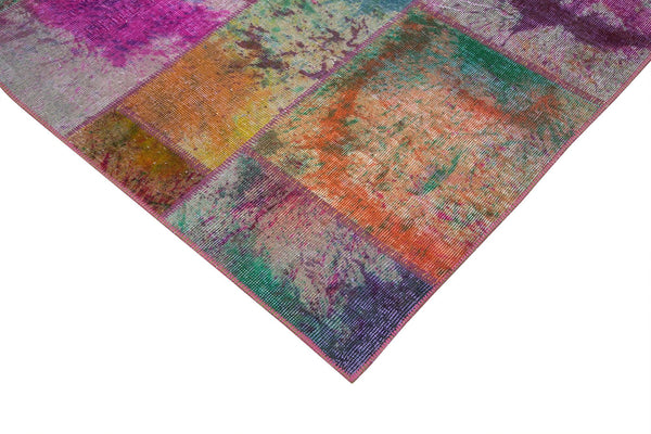 Kırk Yama Gri Patchwork Pamuk Yün El Dokuma Halısı 196x300 Agacan