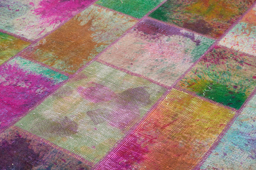 Kırk Yama Gri Patchwork Pamuk Yün El Dokuma Halısı 196x300 Agacan