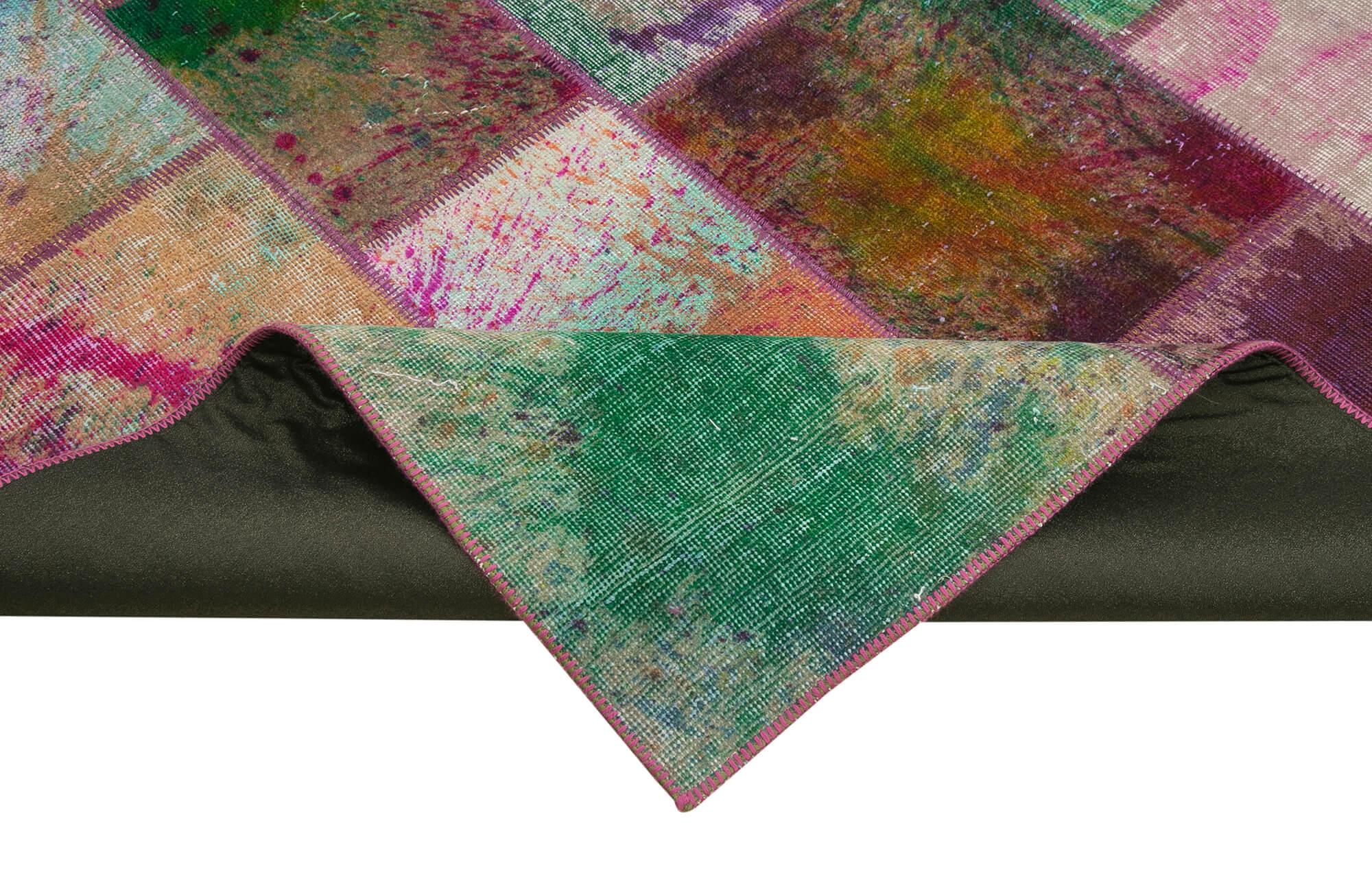 Kırk Yama Gri Patchwork Pamuk Yün El Dokuma Halısı 196x300 Agacan