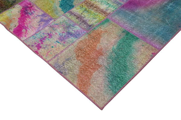 Kırk Yama Gri Patchwork Pamuk Yün El Dokuma Halısı 198x300 Agacan