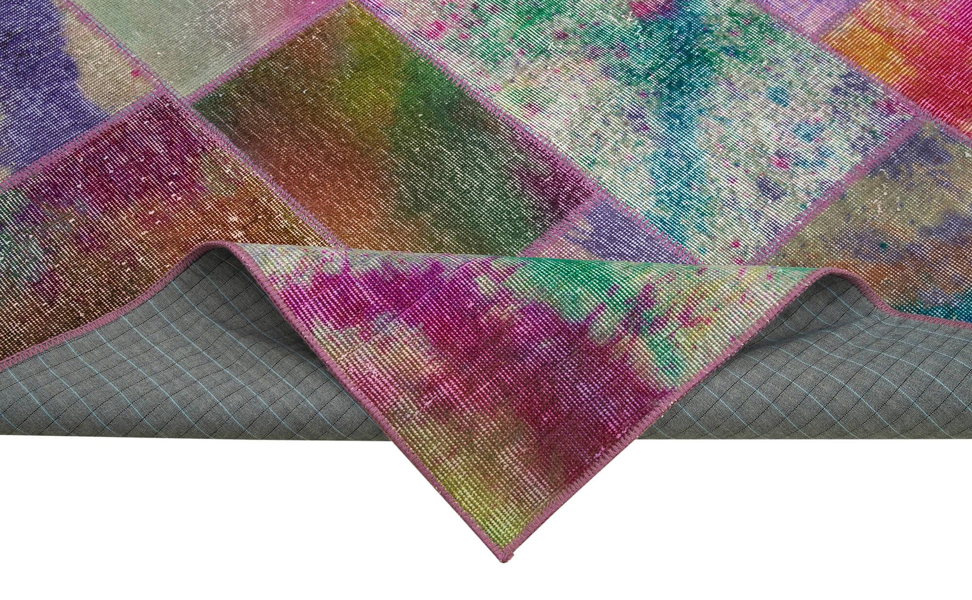 Kırk Yama Gri Patchwork Pamuk Yün El Dokuma Halısı 198x300 Agacan