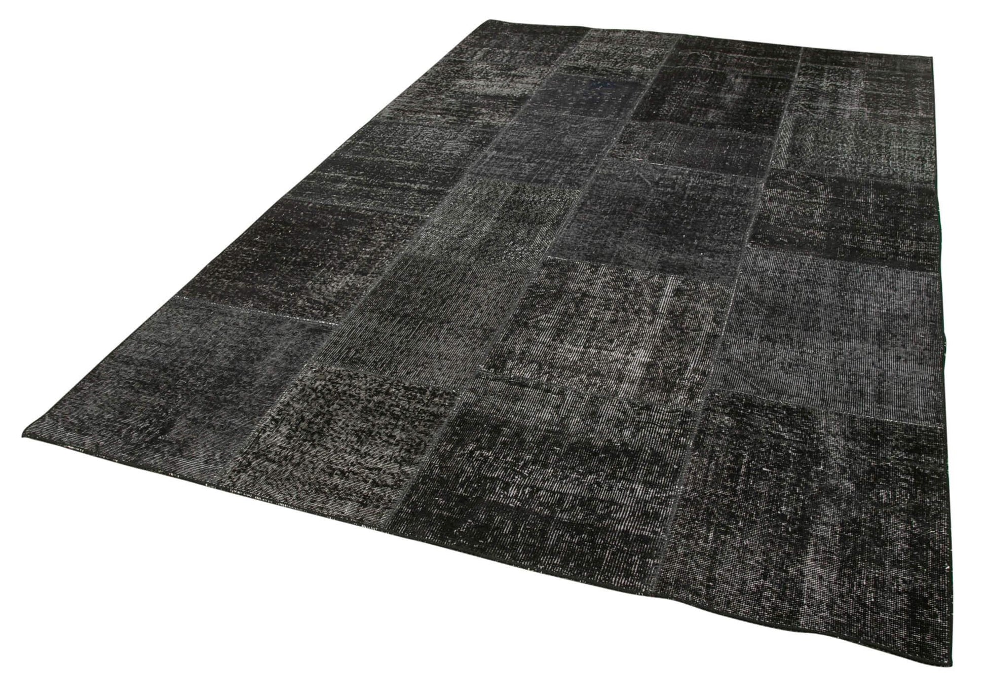 Kırk Yama Siyah Patchwork Pamuk Yün El Dokuma Halısı 193x300 Agacan