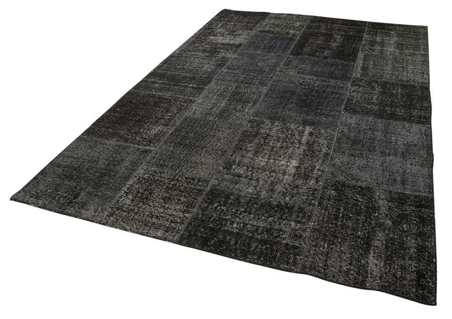 Kırk Yama Siyah Patchwork Pamuk Yün El Dokuma Halısı 193x300 Agacan