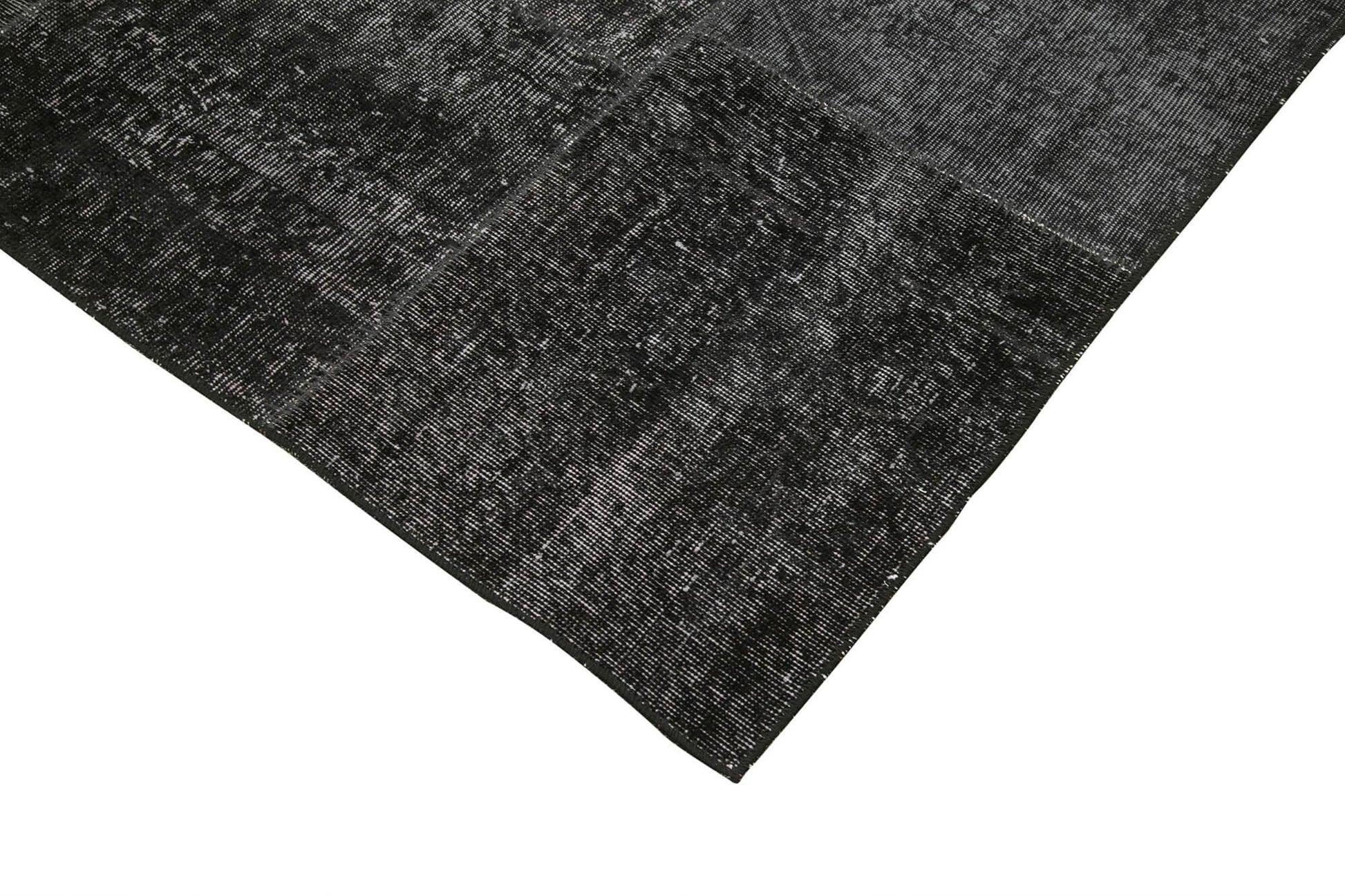 Kırk Yama Siyah Patchwork Pamuk Yün El Dokuma Halısı 193x300 Agacan