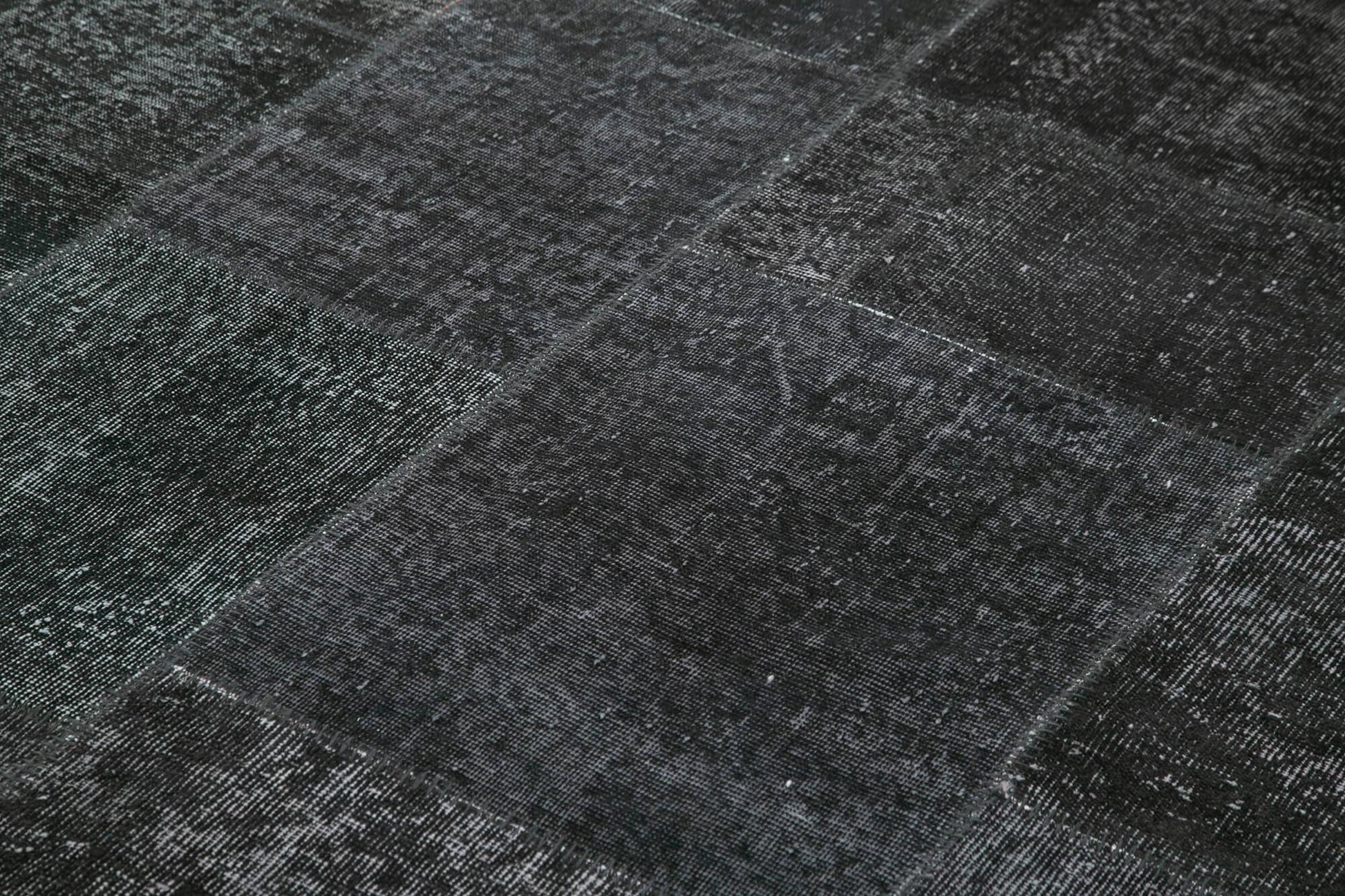 Kırk Yama Siyah Patchwork Pamuk Yün El Dokuma Halısı 193x300 Agacan