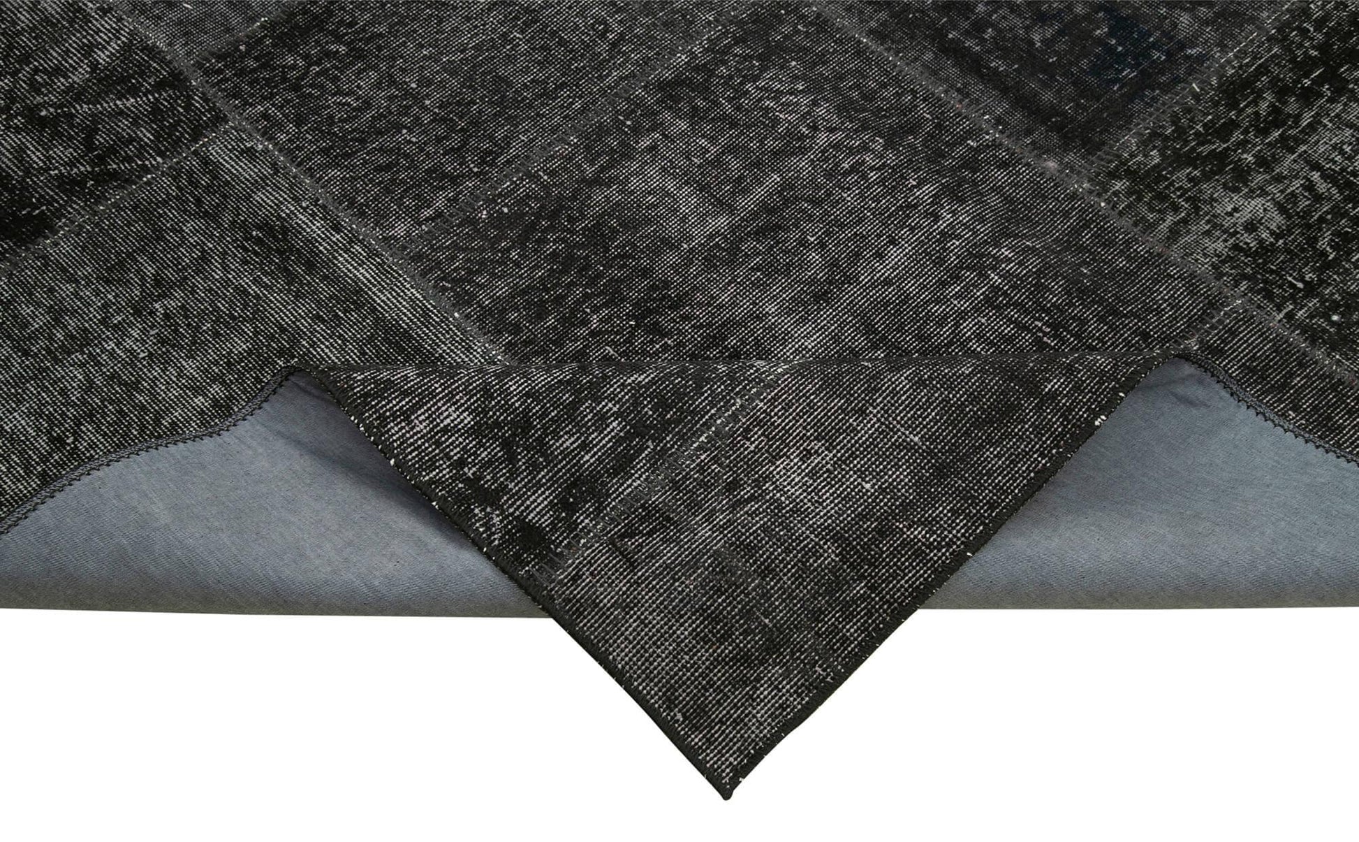Kırk Yama Siyah Patchwork Pamuk Yün El Dokuma Halısı 193x300 Agacan
