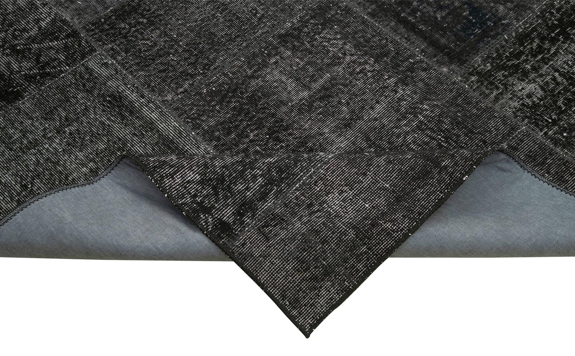 Kırk Yama Siyah Patchwork Pamuk Yün El Dokuma Halısı 193x300 Agacan