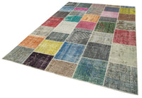 Çok Renkli El Dokuma Halı Geometrik Patchwork 205x301 cm