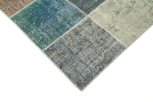 Kırk Yama Gri Patchwork Pamuk Yün El Dokuma Halısı 205x301 Agacan