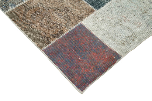 Kırk Yama Gri Patchwork Pamuk Yün El Dokuma Halısı 204x301 Agacan