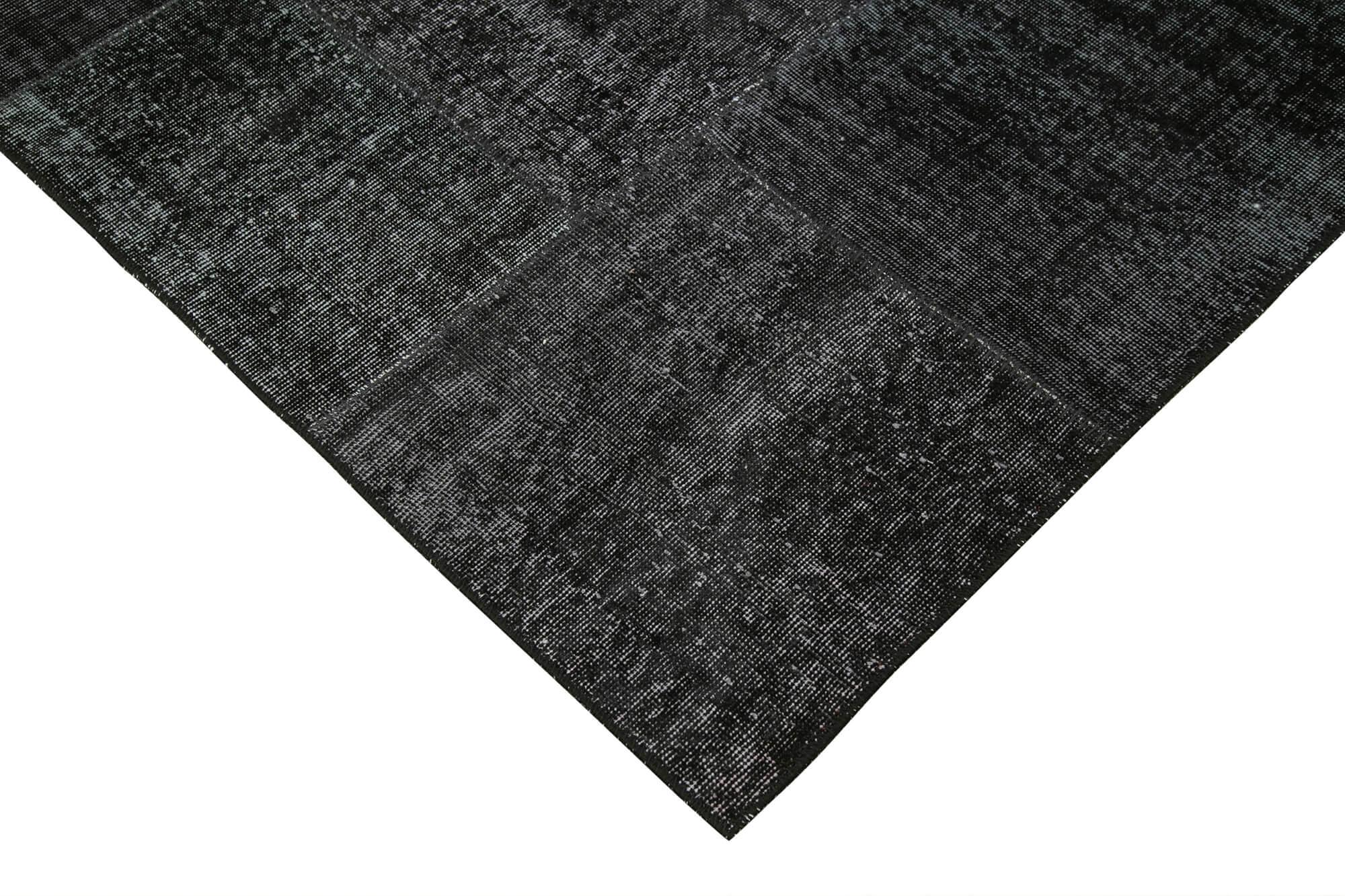Kırk Yama Siyah Patchwork Pamuk Yün El Dokuma Halısı 193x299 Agacan