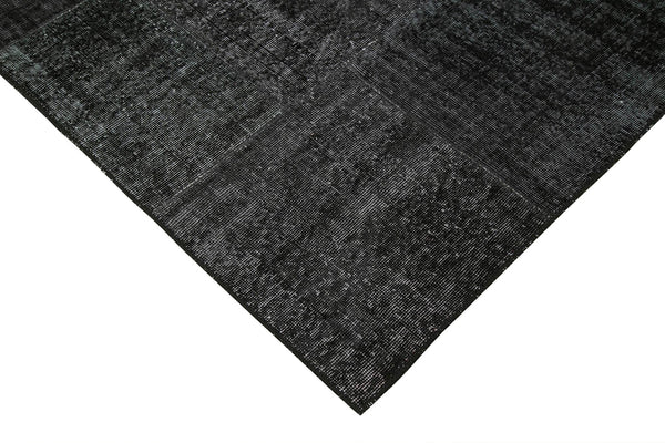 Kırk Yama Siyah Patchwork Pamuk Yün El Dokuma Halısı 193x299 Agacan