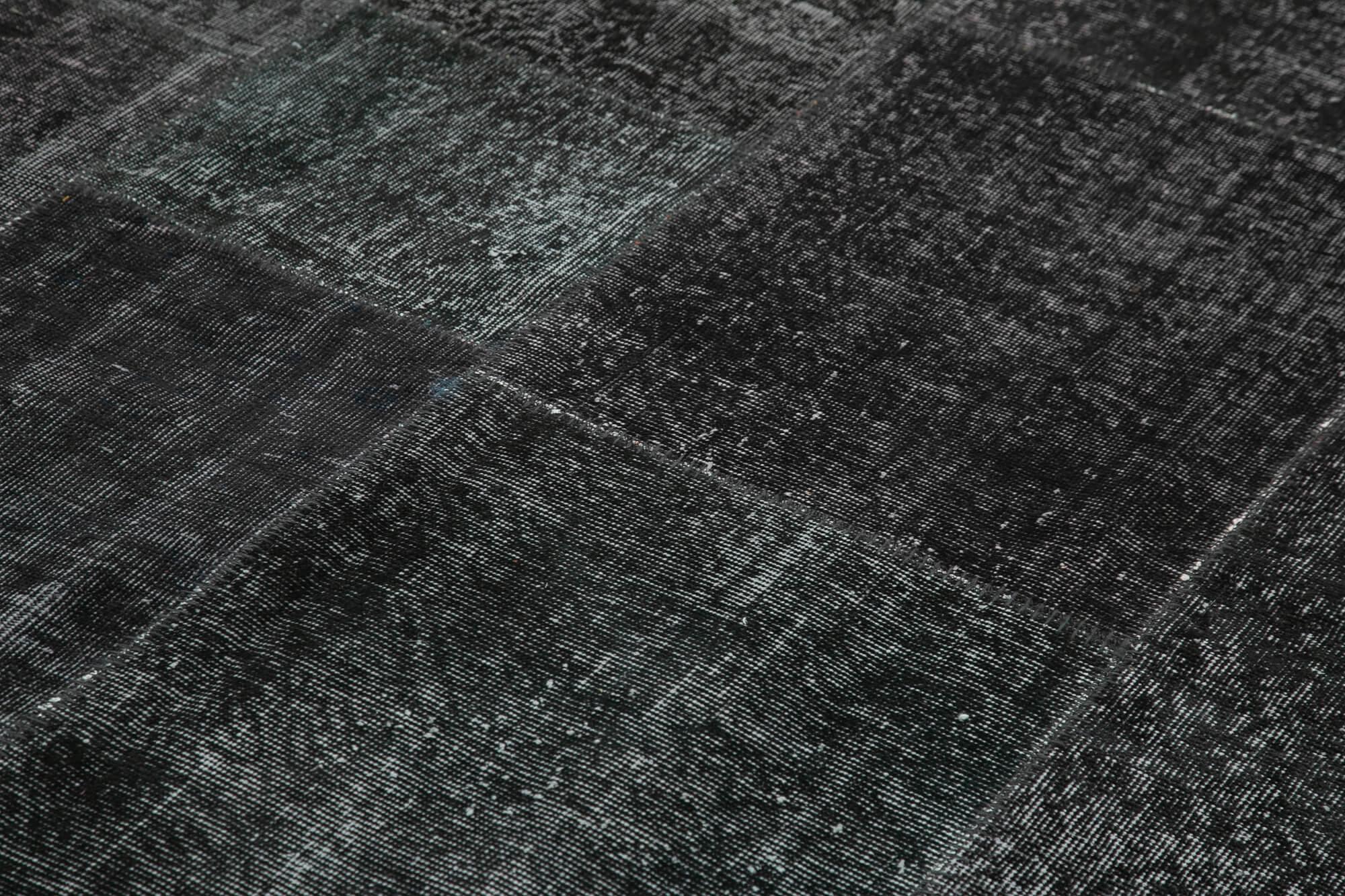Kırk Yama Siyah Patchwork Pamuk Yün El Dokuma Halısı 193x299 Agacan