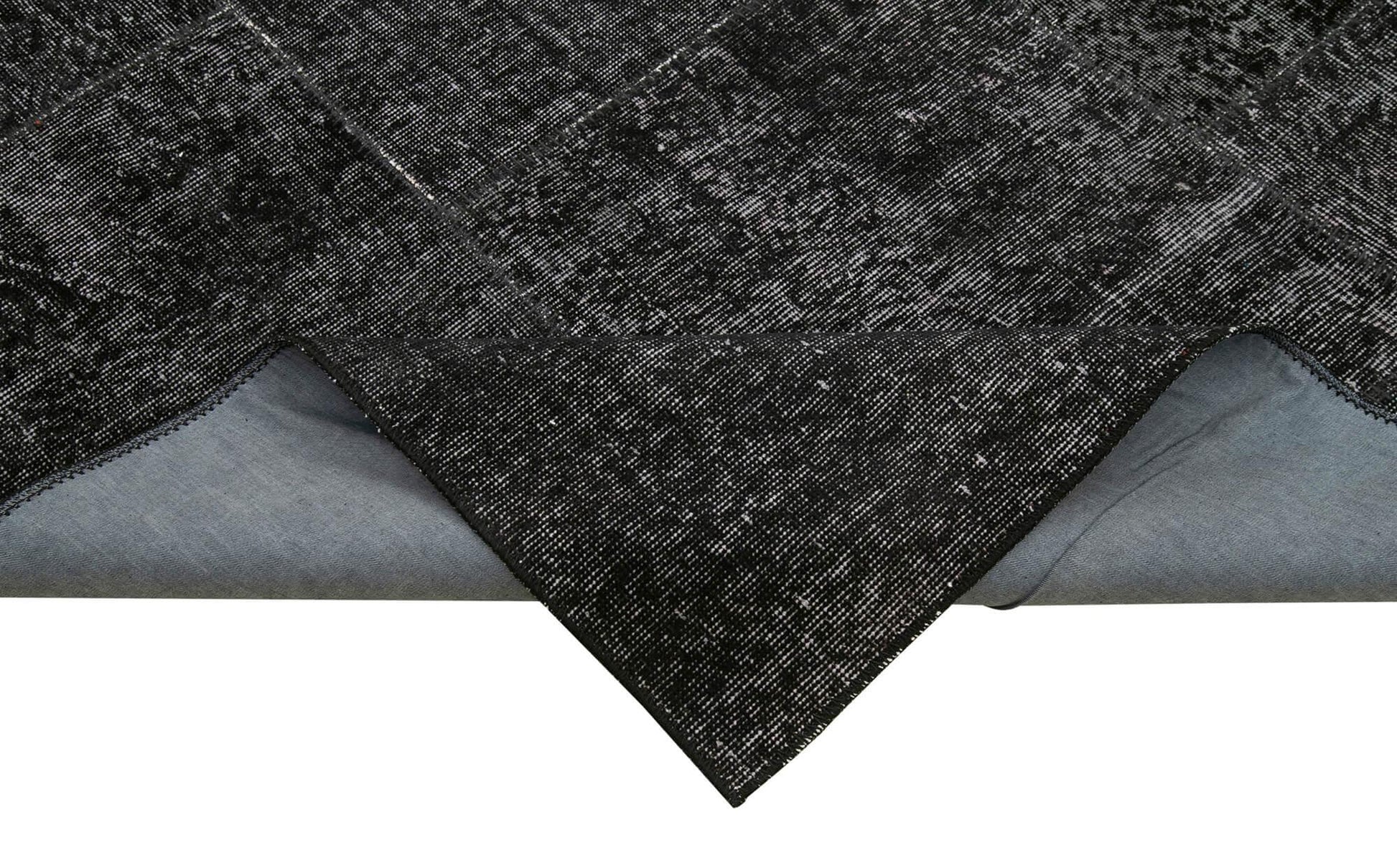 Kırk Yama Siyah Patchwork Pamuk Yün El Dokuma Halısı 193x299 Agacan
