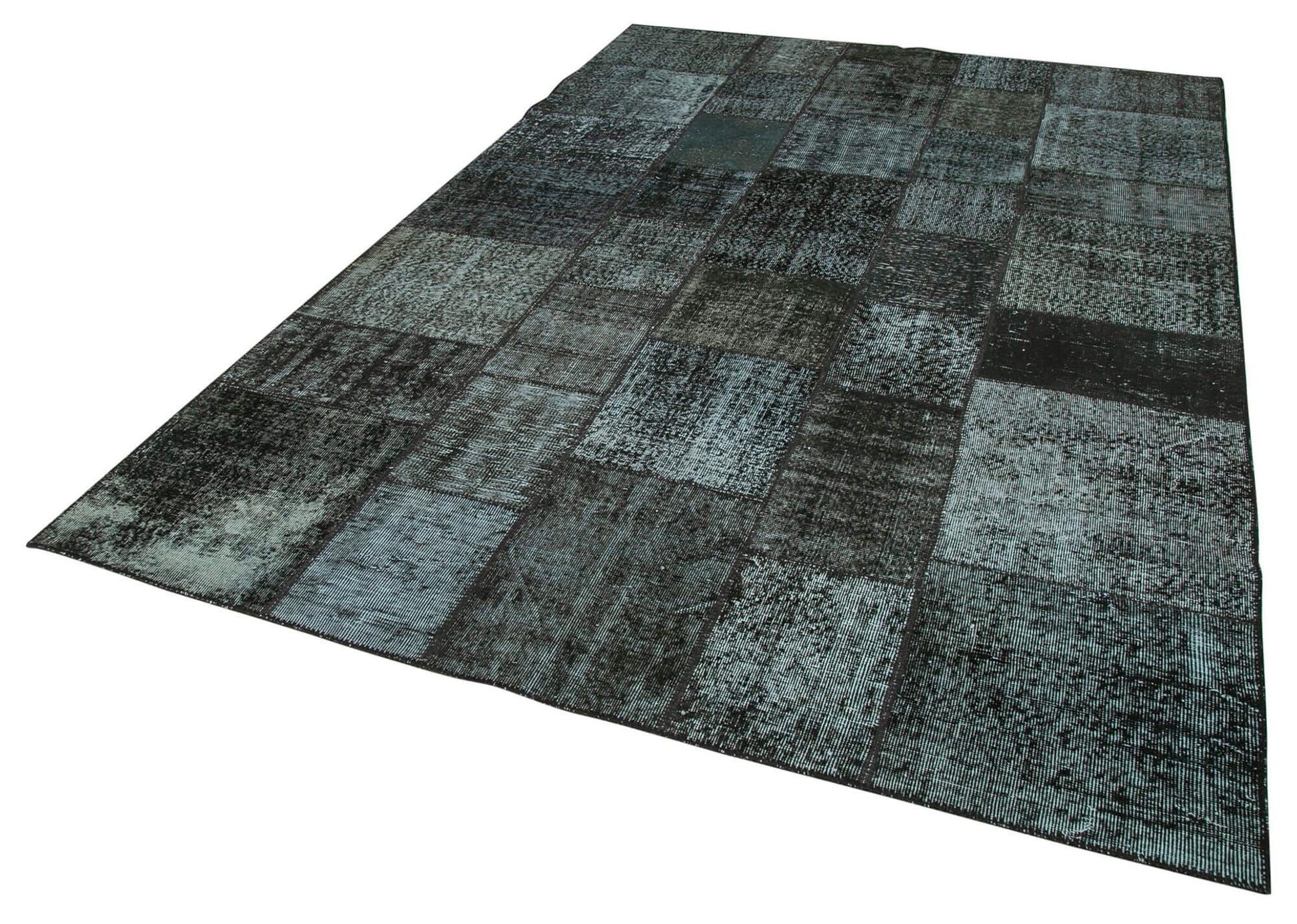 Kırk Yama Siyah Patchwork Pamuk Yün El Dokuma Halısı 200x300 Agacan
