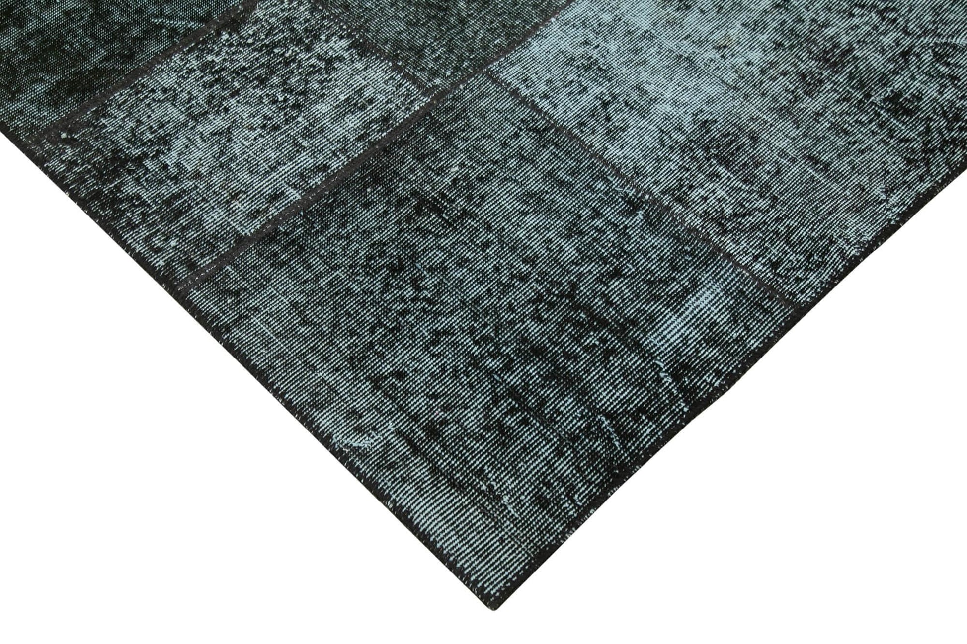 Kırk Yama Siyah Patchwork Pamuk Yün El Dokuma Halısı 200x300 Agacan