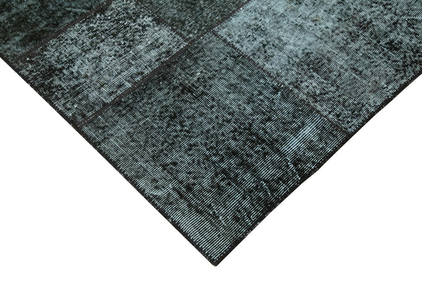 Kırk Yama Siyah Patchwork Pamuk Yün El Dokuma Halısı 200x300 Agacan