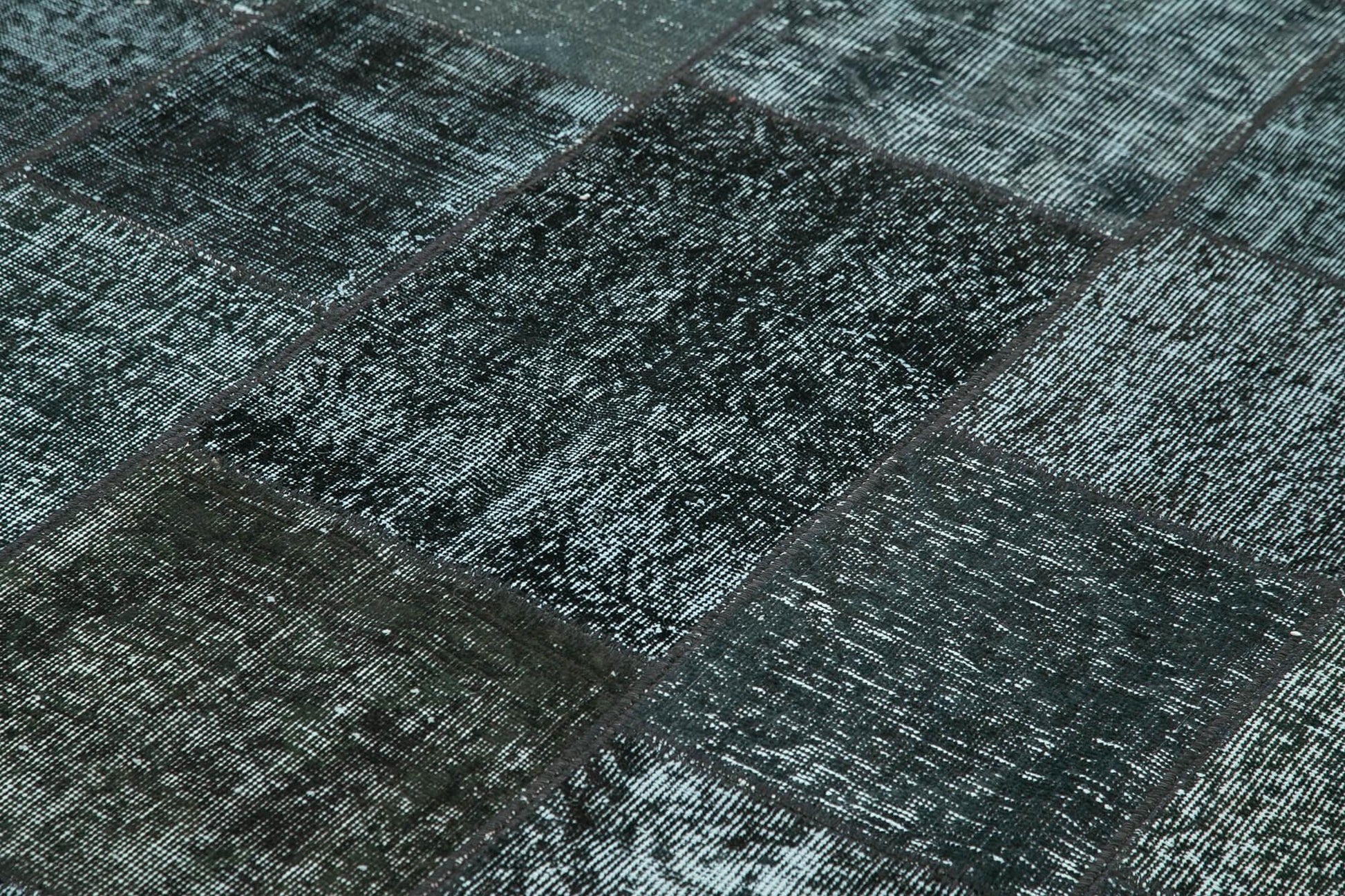 Kırk Yama Siyah Patchwork Pamuk Yün El Dokuma Halısı 200x300 Agacan