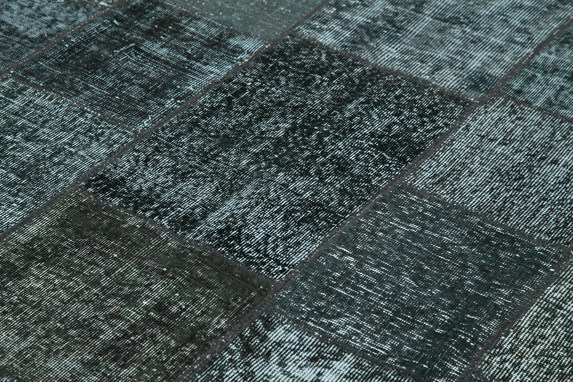 Kırk Yama Siyah Patchwork Pamuk Yün El Dokuma Halısı 200x300 Agacan