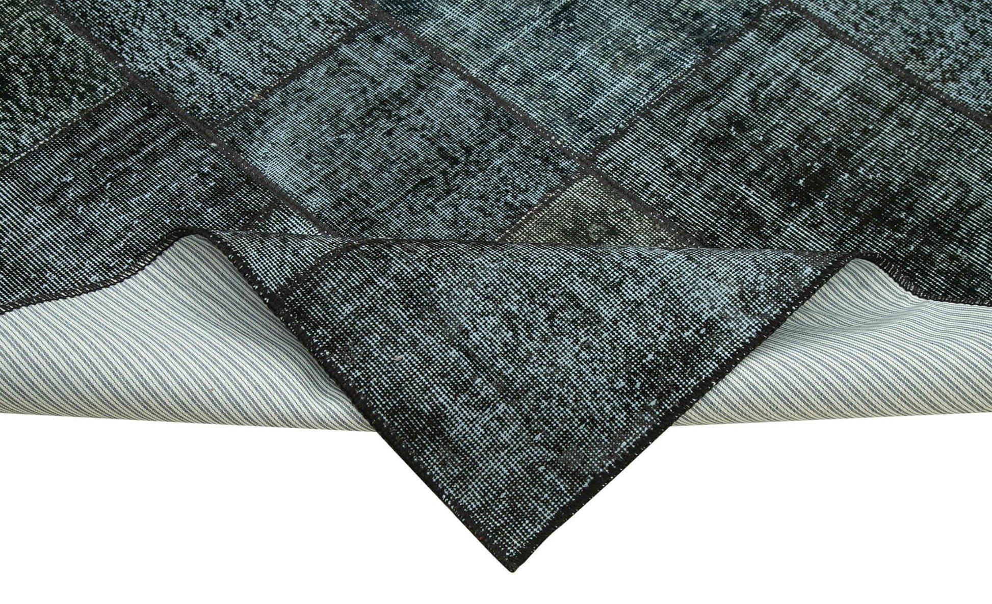 Kırk Yama Siyah Patchwork Pamuk Yün El Dokuma Halısı 200x300 Agacan