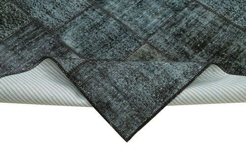 Kırk Yama Siyah Patchwork Pamuk Yün El Dokuma Halısı 200x300 Agacan