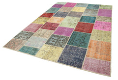 Kırk Yama Gri Patchwork Pamuk Yün El Dokuma Halısı 205x300 Agacan