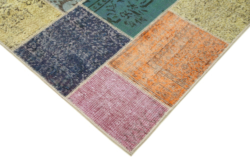 Kırk Yama Gri Patchwork Pamuk Yün El Dokuma Halısı 205x300 Agacan