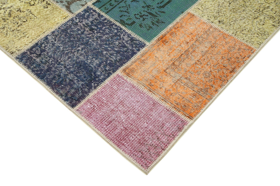 Handgefertigter Vintage Patchwork Teppich Mehrfarbig 205x300 cm – im Wohnzimmer