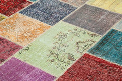 Kırk Yama Gri Patchwork Pamuk Yün El Dokuma Halısı 205x300 Agacan