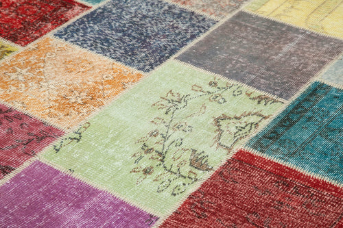 Kırk Yama Gri Patchwork Pamuk Yün El Dokuma Halısı 205x300 Agacan