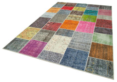 Kırk Yama Gri Patchwork Pamuk Yün El Dokuma Halısı 205x300 Agacan
