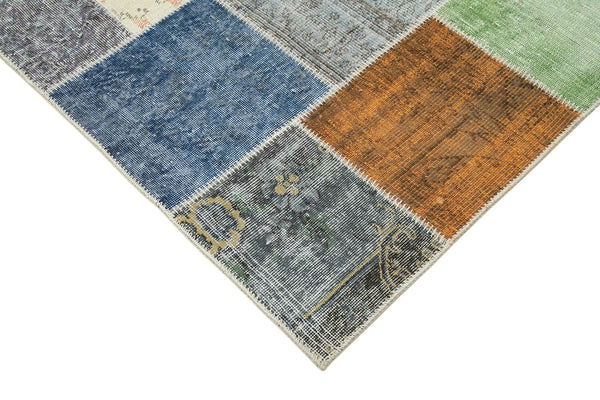 Kırk Yama Gri Patchwork Pamuk Yün El Dokuma Halısı 205x300 Agacan