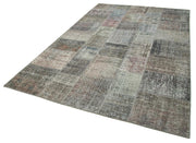 Kırk Yama Gri Patchwork Pamuk Yün El Dokuma Halısı 199x301 Agacan