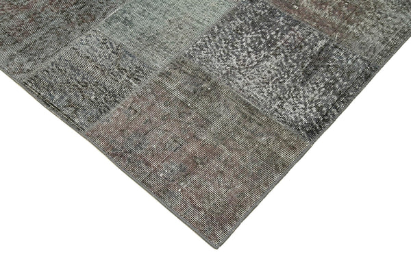 Kırk Yama Gri Patchwork Pamuk Yün El Dokuma Halısı 199x301 Agacan