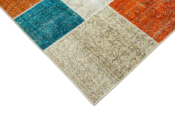 Kırk Yama Gri Patchwork Pamuk Yün El Dokuma Halısı 194x300 Agacan