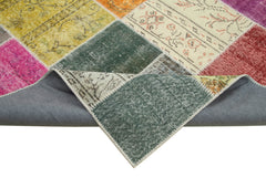 Kırk Yama Gri Patchwork Pamuk Yün El Dokuma Halısı 205x297 Agacan
