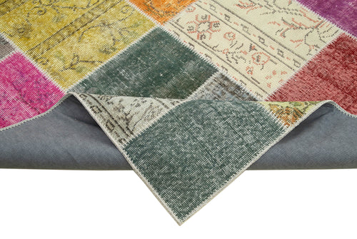 Kırk Yama Gri Patchwork Pamuk Yün El Dokuma Halısı 205x297 Agacan