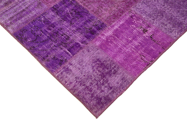 Kırk Yama Mor Patchwork Pamuk Yün El Dokuma Halısı 190x300 Agacan