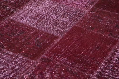 Kırk Yama Kırmızı Patchwork Pamuk Yün El Dokuma Halısı 199x300 Agacan