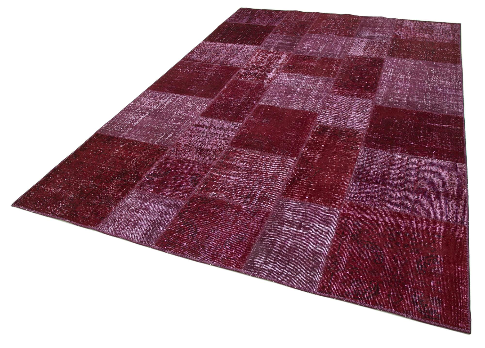 Kırk Yama Kırmızı Patchwork Pamuk Yün El Dokuma Halısı 199x300 Agacan