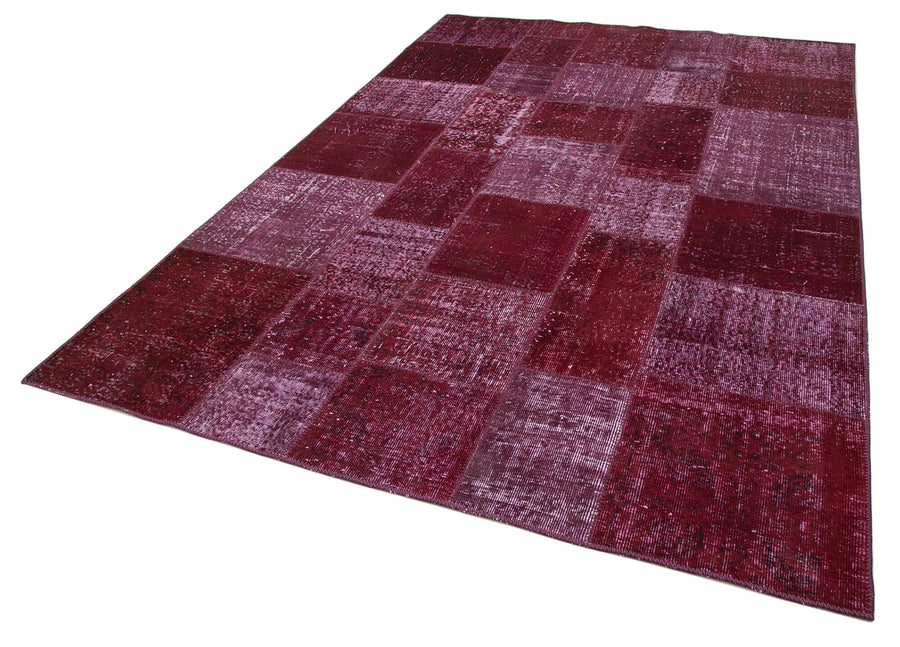 Kırk Yama Kırmızı Patchwork Pamuk Yün El Dokuma Halısı 199x300 Agacan