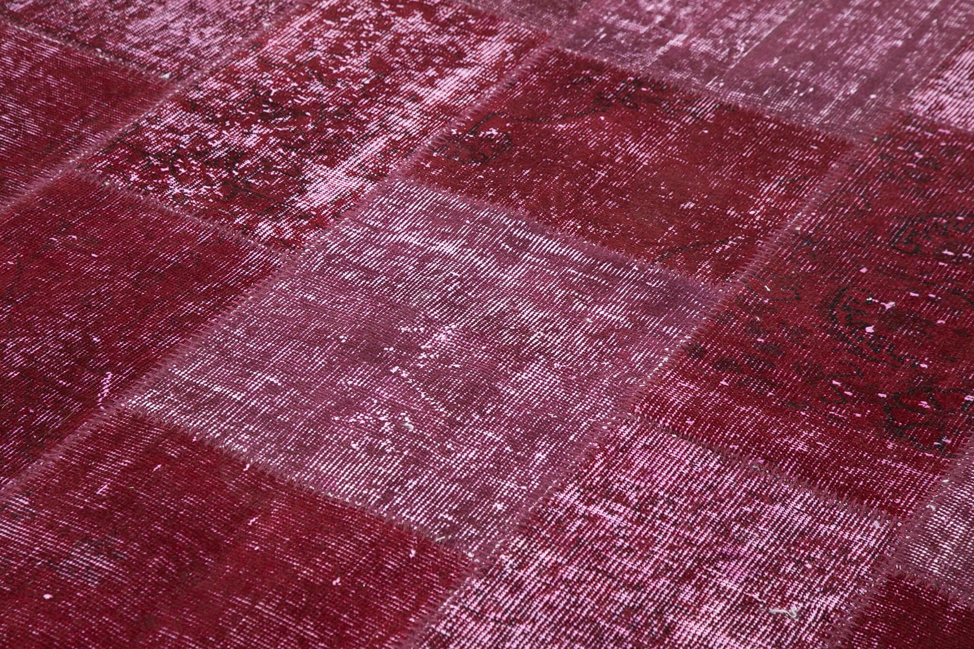 Kırk Yama Kırmızı Patchwork Pamuk Yün El Dokuma Halısı 199x300 Agacan