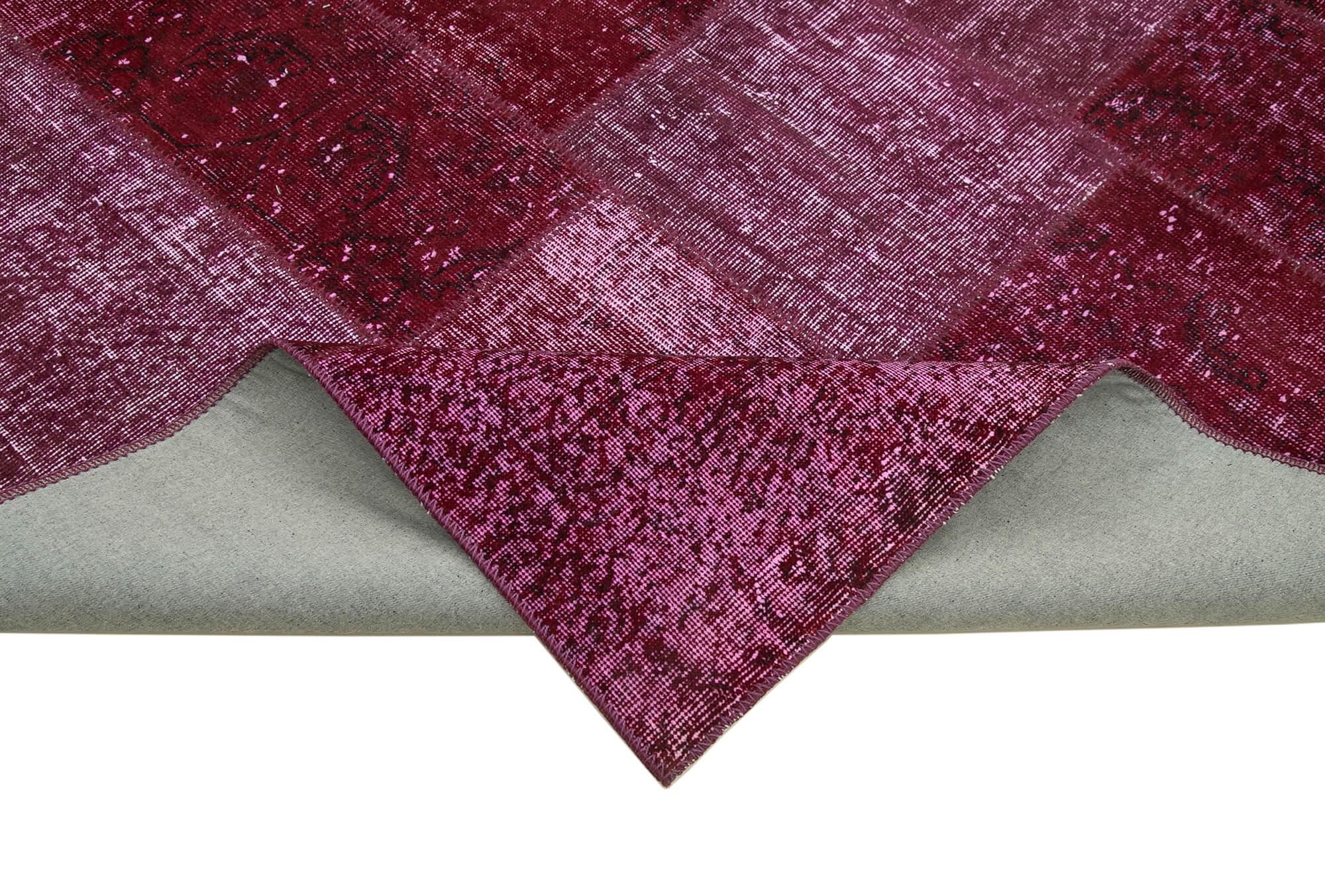 Kırk Yama Kırmızı Patchwork Pamuk Yün El Dokuma Halısı 199x300 Agacan