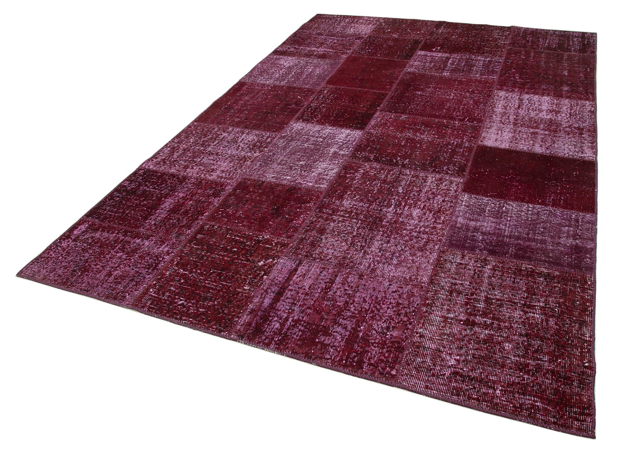 Kırk Yama Kırmızı Patchwork Pamuk Yün El Dokuma Halısı 193x300 Agacan