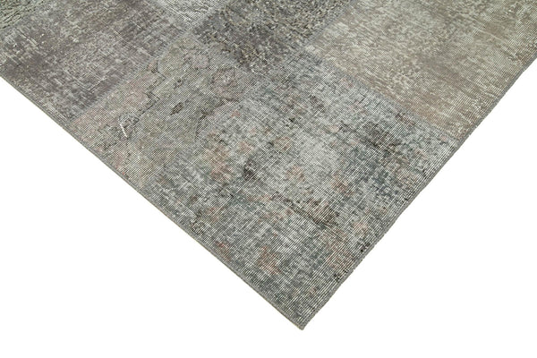 Kırk Yama Gri Patchwork Pamuk Yün El Dokuma Halısı 200x297 Agacan
