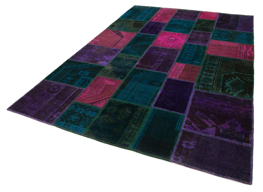 Kırk Yama Gri Patchwork Pamuk Yün El Dokuma Halısı 202x310 Agacan