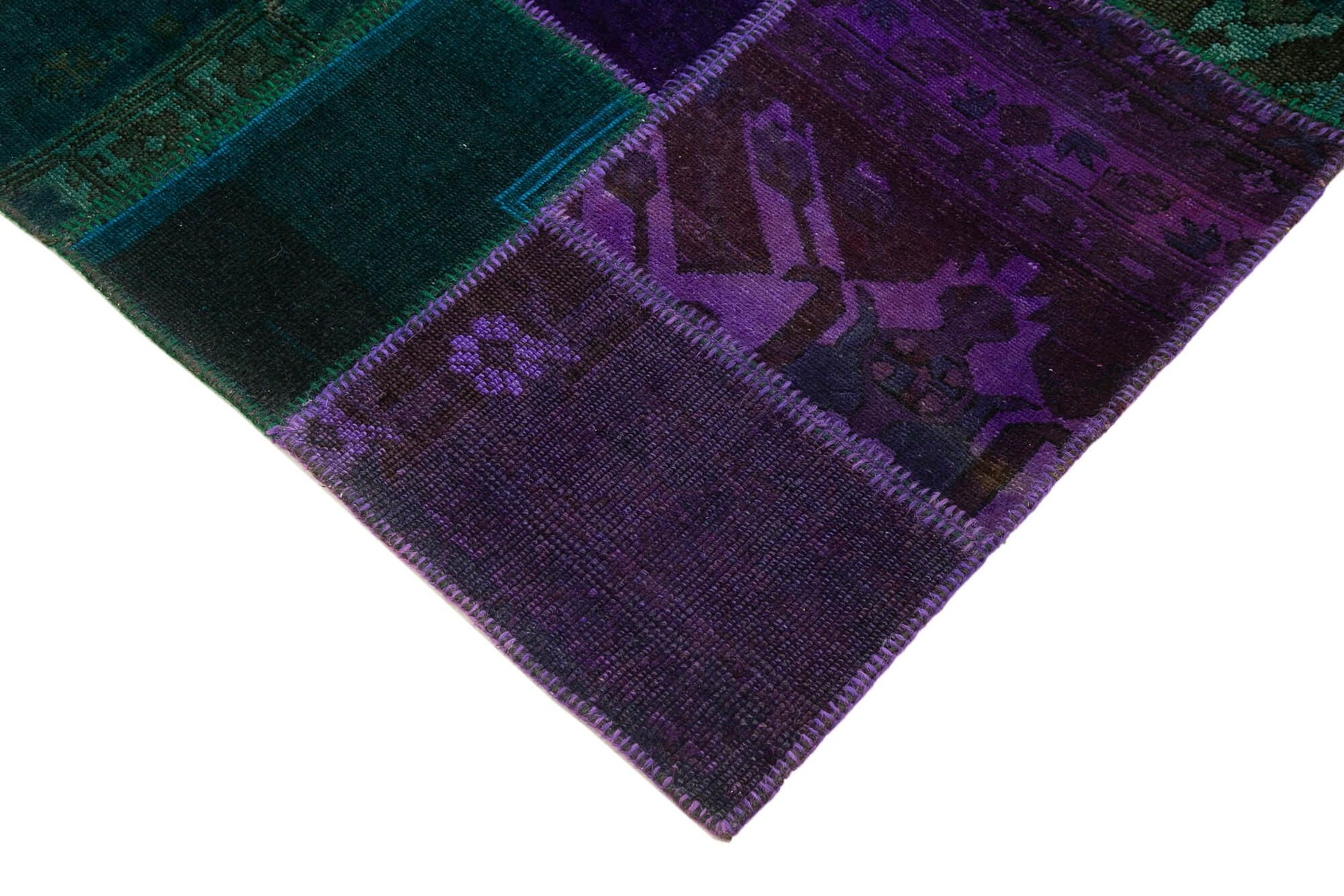 Kırk Yama Gri Patchwork Pamuk Yün El Dokuma Halısı 202x310 Agacan
