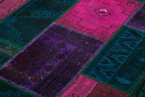 Kırk Yama Gri Patchwork Pamuk Yün El Dokuma Halısı 202x310 Agacan